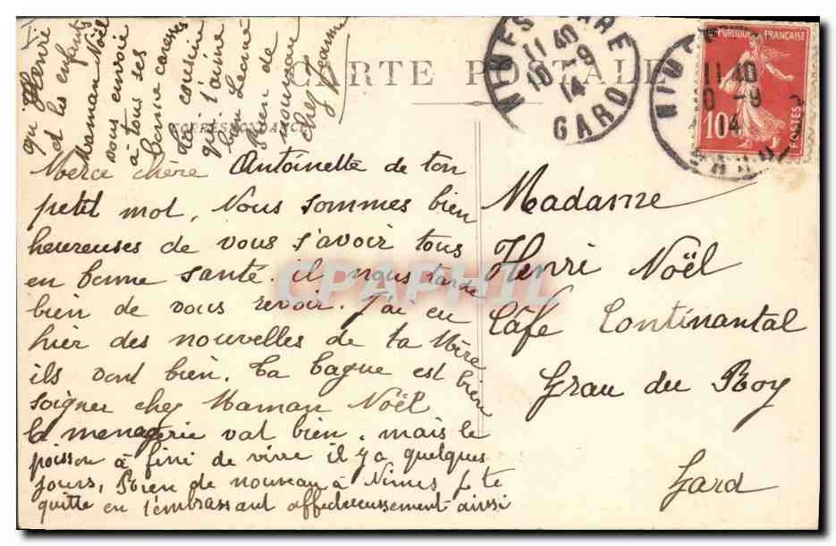 CPA Prefecture Nimes — Verso