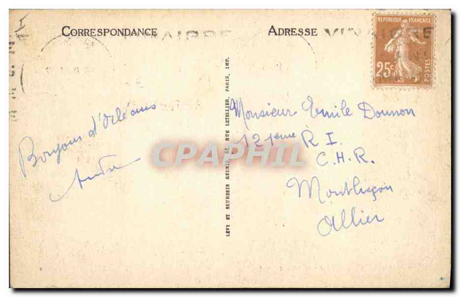 CPA Prefecture Orleans — Verso