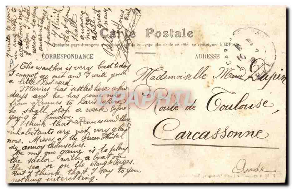 NARBONNE — La Sous-Préfecture — Éditeur : C. P. A. (n° 9) — Verso