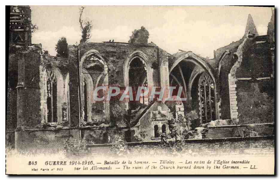 Tilloloy — Les restes de l'Église incendiée — Vléd Paris n° 843