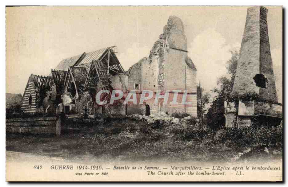 Marquvilliers — L'Église après le bombardement — Vica Paris n° 842