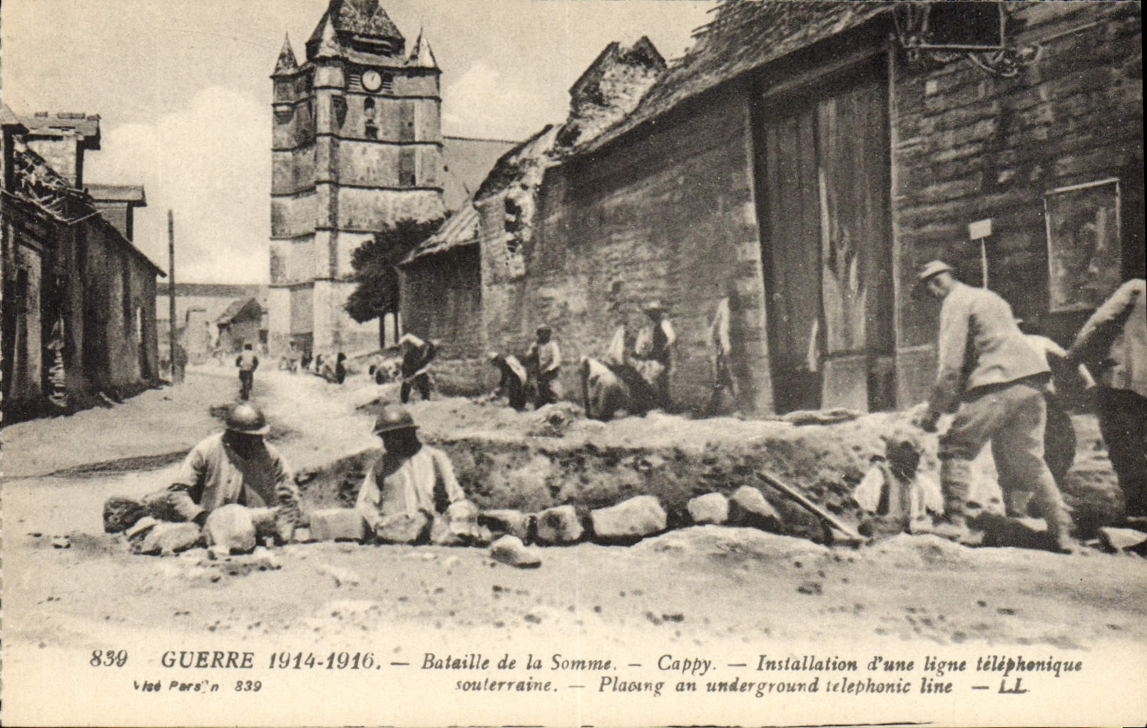 Cappy — Installation einer unterirdischen Telefonleitung — Krieg 1914-1916 — Schlacht an der Somme