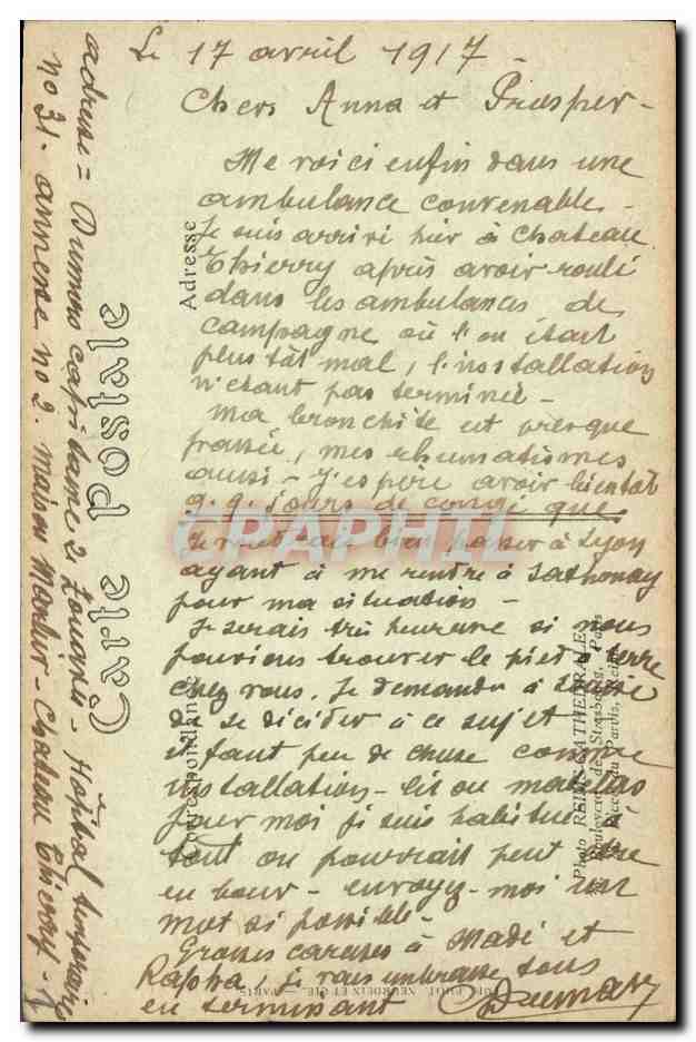 Incendie et Bombardement de REIMS — Rue Eugène-Desteuque — Visé Paris N° 156 — Verso