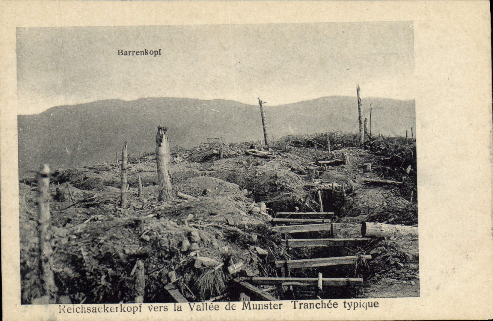 Reichsackerkopf vers la Vallée de Munster — Tranchée typique — Adolphe Roth, Wolheim, plot 14
