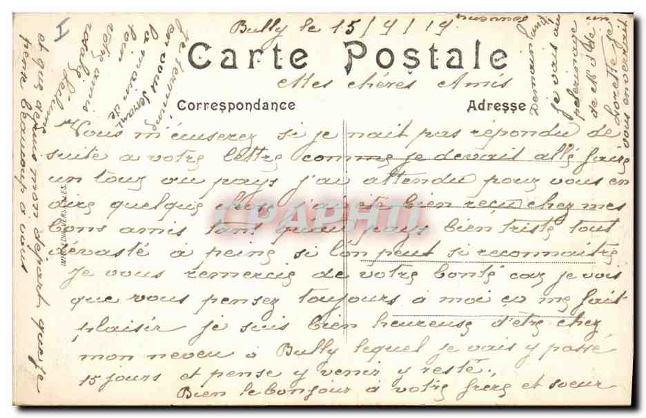 La Chapelle Notre-Dame-de-Lorette — avant le bombardement — A.R. VISA PARIS. 4 — Verso