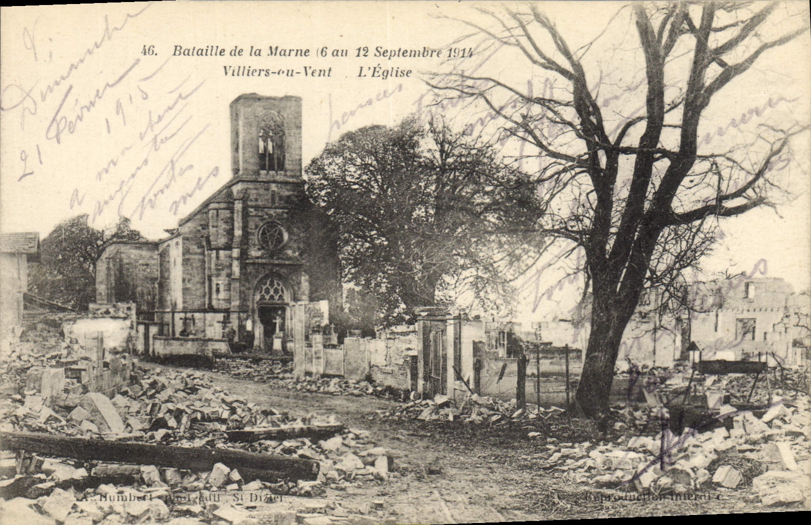 Villiers-ou-Vent — Die Kirche nach der Schlacht bei der Marne (6. bis 12. September 1914) — Numbert & Diater