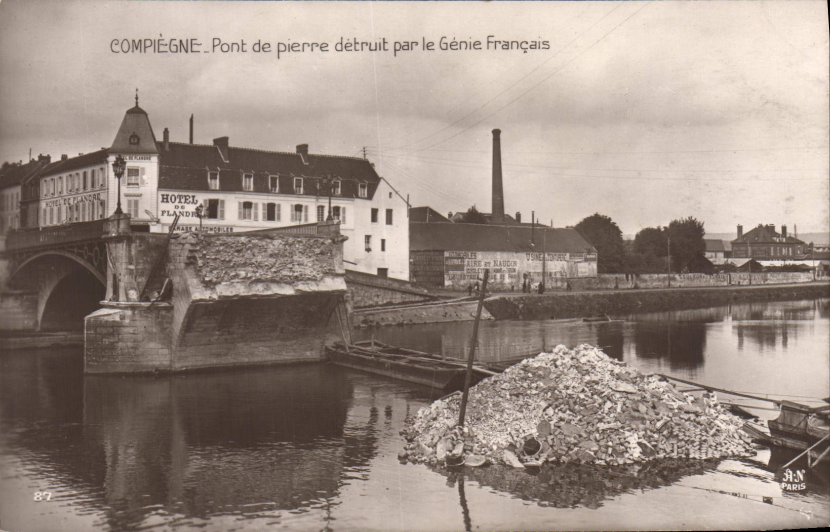 Compiègne — Pont de pierre détruit par le Génie Français — J.N. Paris