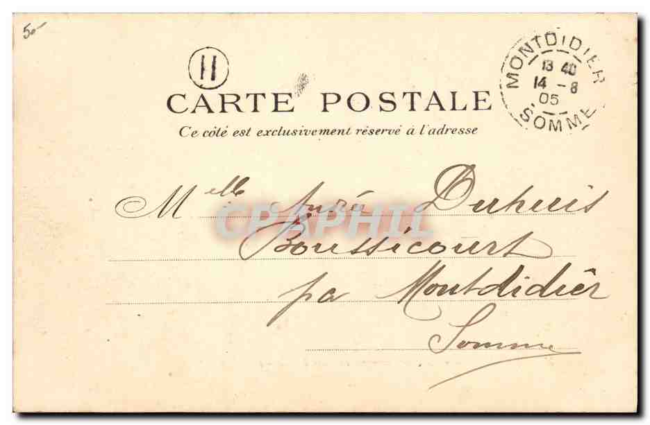 CPA Palais de justice et Saint Vincent Montdidier — Verso
