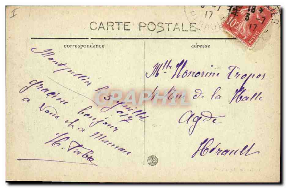CPA Palais de justice Montpellier — Verso