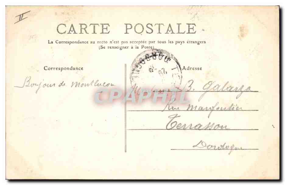 CPA Palais de justice Montlucon — Verso