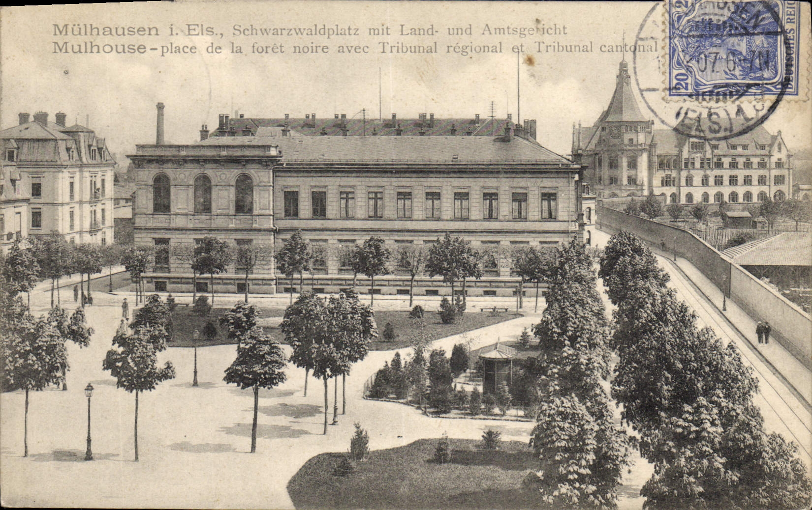 CPA Palais de justice Mulhouse Place de la foret noire avec Tribunal et Tribunal cantonal