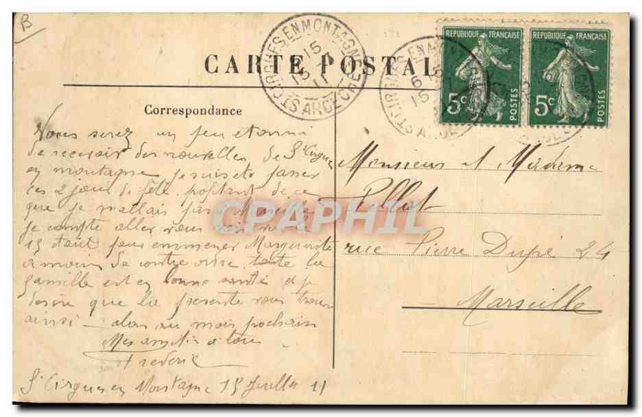 Une Paysanne à cheval — Le Puy — M.B. Le Puy — Rückseite