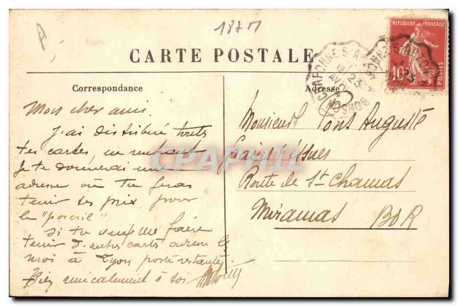 CPA Folklore Type de vieux paysan montagnard Collier de barbe a l'Auvergnat — Verso