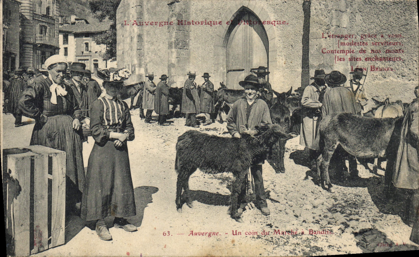 Auvergne - Un coin du Marché à Bandins — L'Auvergne Historique et Pittoresque, éd. Léon Brignon, n°63