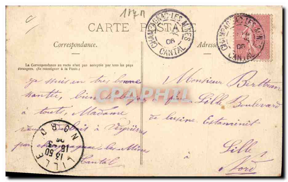 Auvergne - Un coin du Marché à Bandins — L'Auvergne Historique et Pittoresque, éd. Léon Brignon, n°63 — Verso