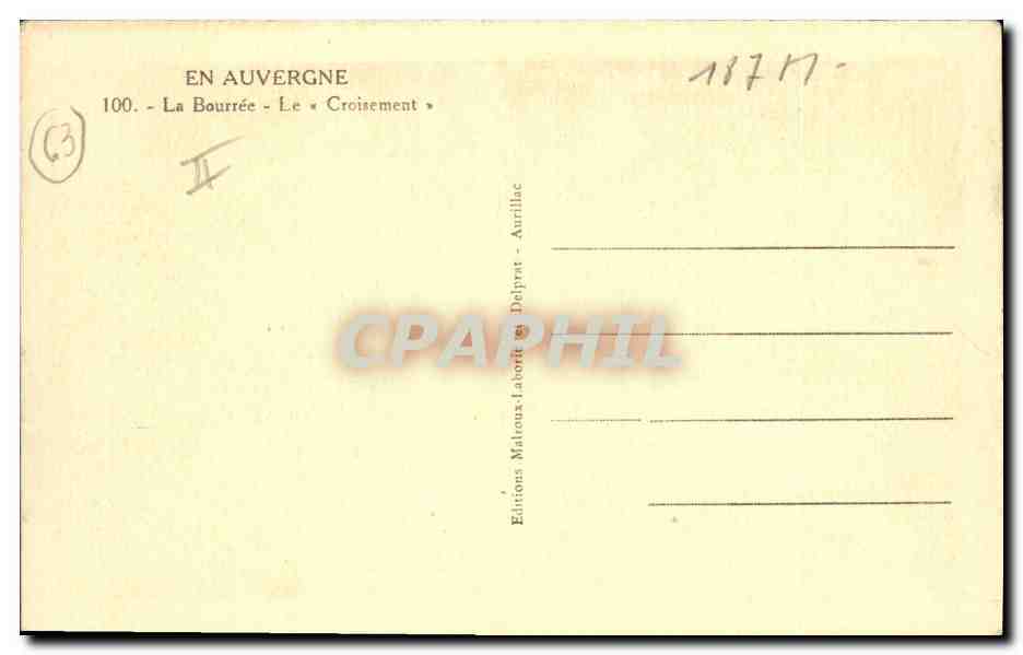 CPA Folklore Auvergne La bourree Le croisement — Verso