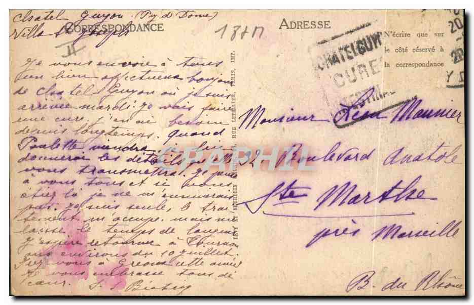 CPA Folklore Auvergne Depart pour la fete — Verso