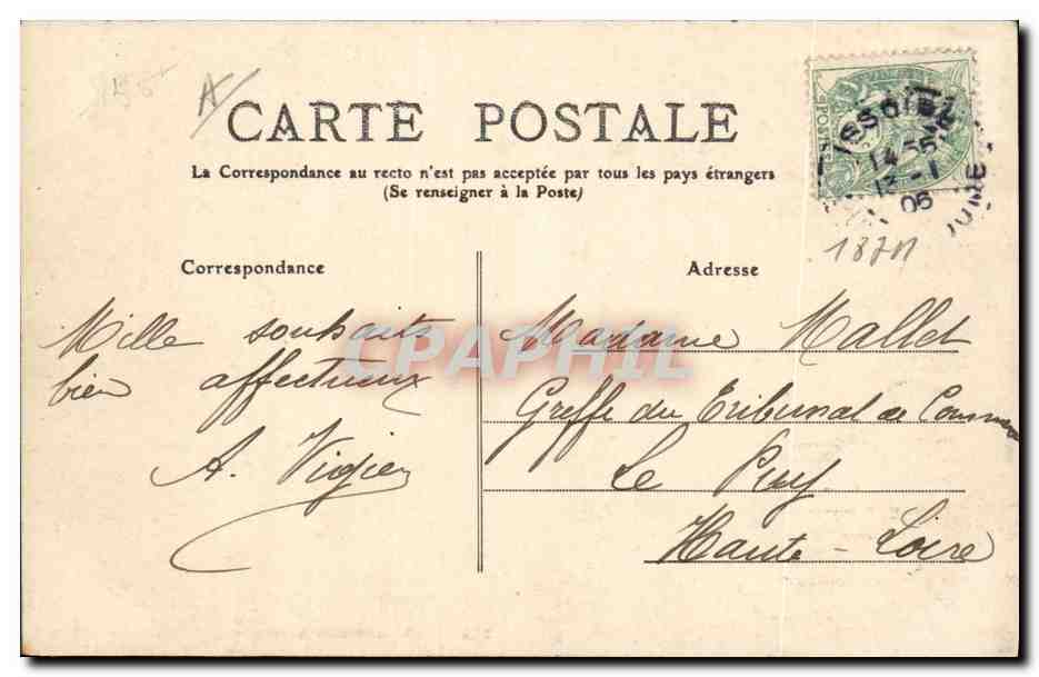 CPA Folklore Auvergne La Bourree M Licardies — Verso