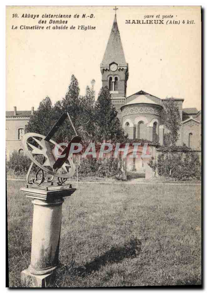 CPA Chateau Marlieux Abbaye cistercinne de ND des Dombes Le cimetiere et abside de l'eglise