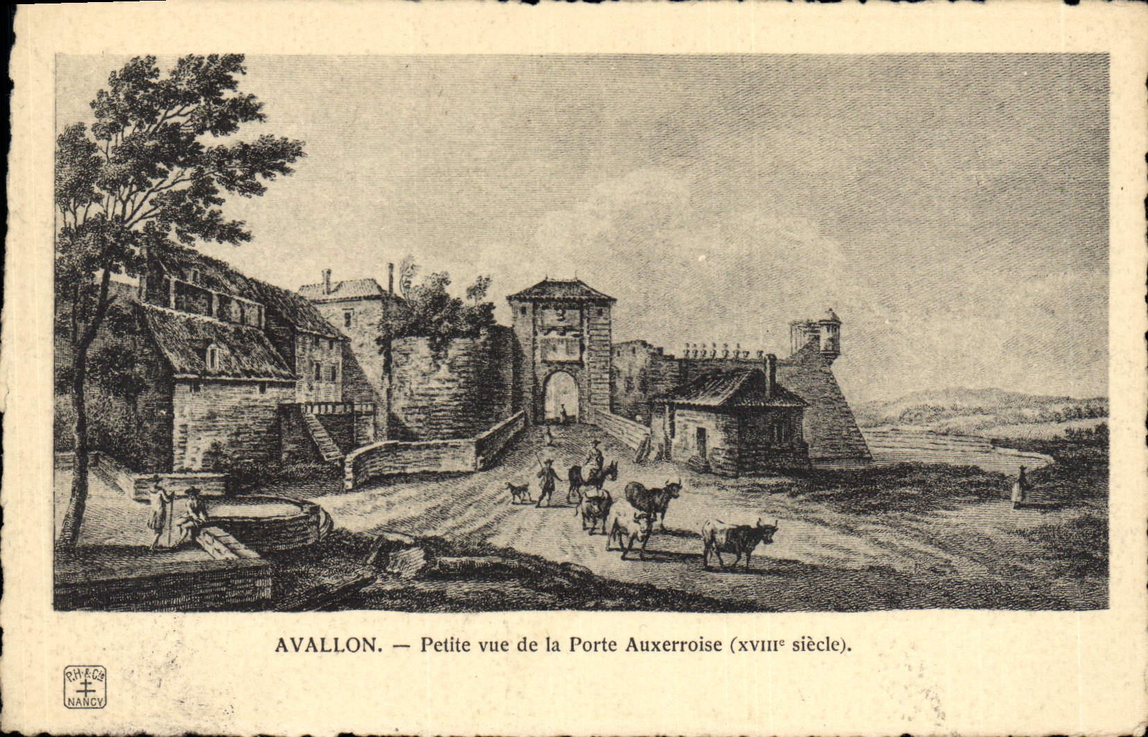 Avallon — Petite vue de la Porte Auxerroise (xviiième siècle) — Rhéco, Nancy