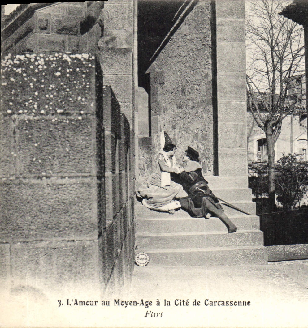 CPA Chateau L'amour au Moyen Age a la Cite de Carcassonne Flirt