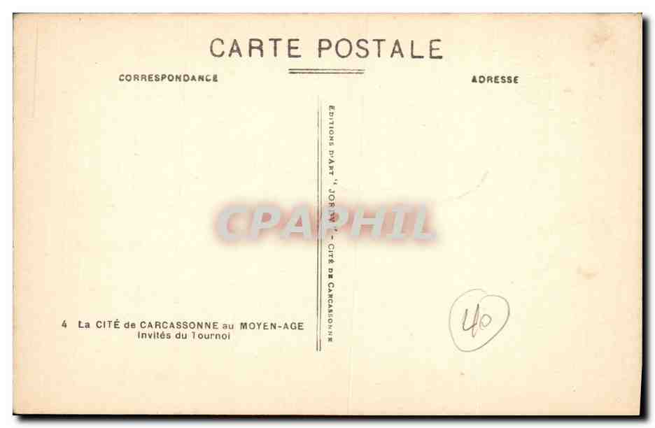 Cité de Carcassonne — Invités du Tournoi — Éditions Piart — Verso