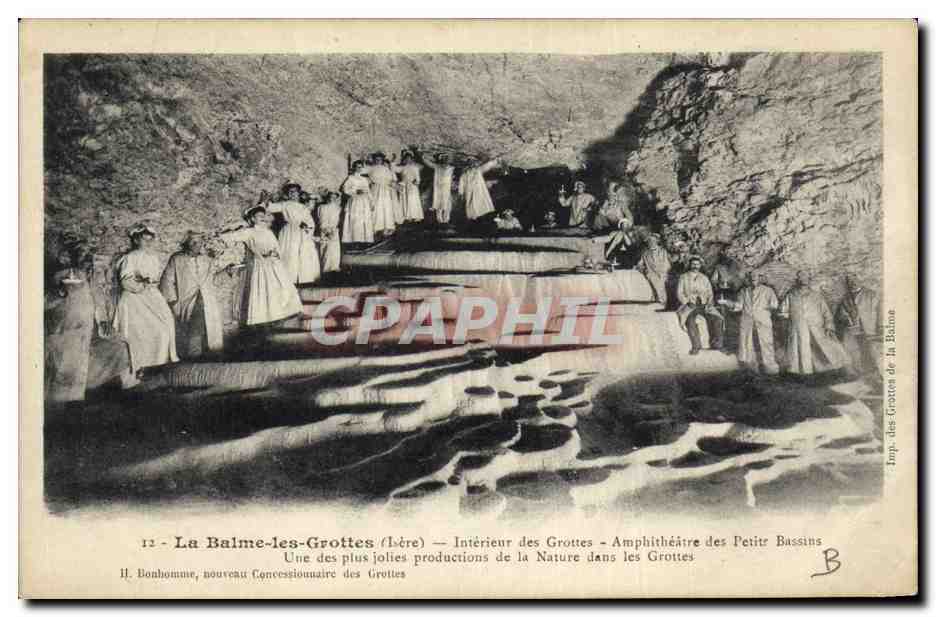 La Balme-les-Grottes (Lèvre) — Intérieur des Grottes — Amphithéâtre des Petit Bassins — H. Bonhomme, nouveau Concessionnaire des Grottes