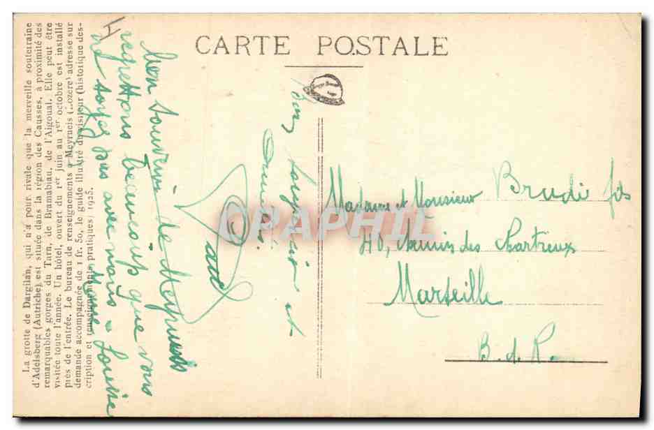 CPA Grotte Grottes Dargilan Entree de la salle des Lacs — Rückseite