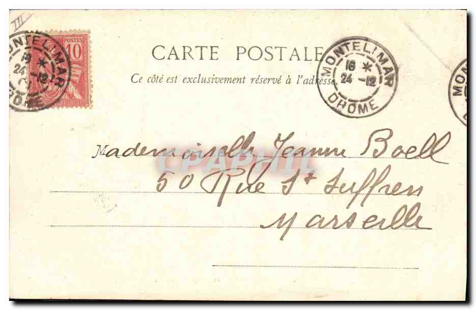 CPA Palais de Justice et fontaine monumentale Montelimar — Verso