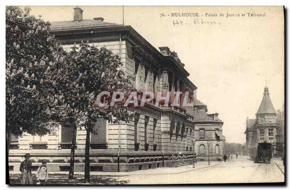 CPA Palais de Justice et Tribunal Mulhouse Tramway