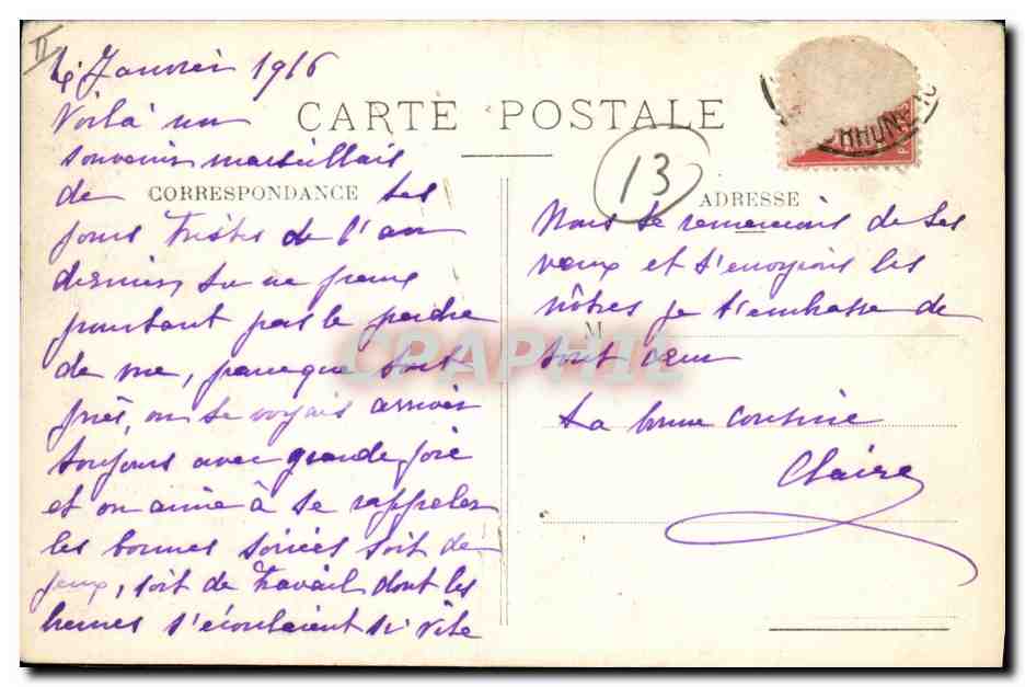CPA Palais de Justice Marseille — Verso