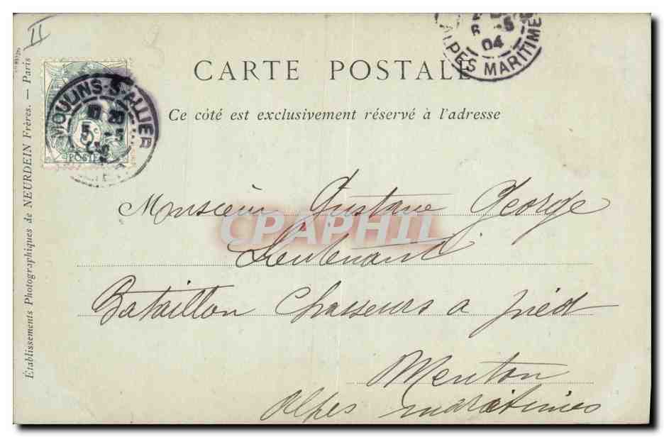 CPA Palais de Justice Moulins — Verso