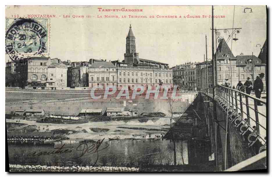 Montauban - Les Quais (3) - La Maisnie, le Tribunal de Commerce à l'Église St-Jacques
