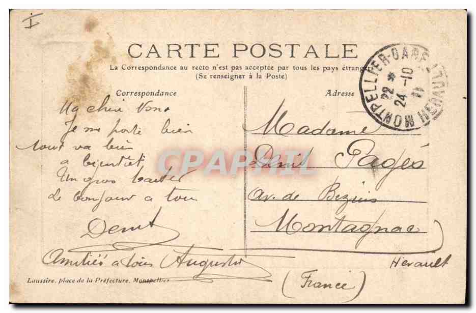 CPA Montpellier le palais de justice  — Rückseite