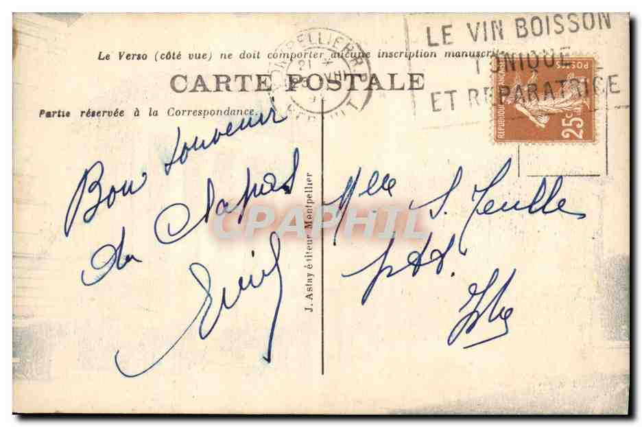 CPA Montpellier le palais de justice  — Rückseite