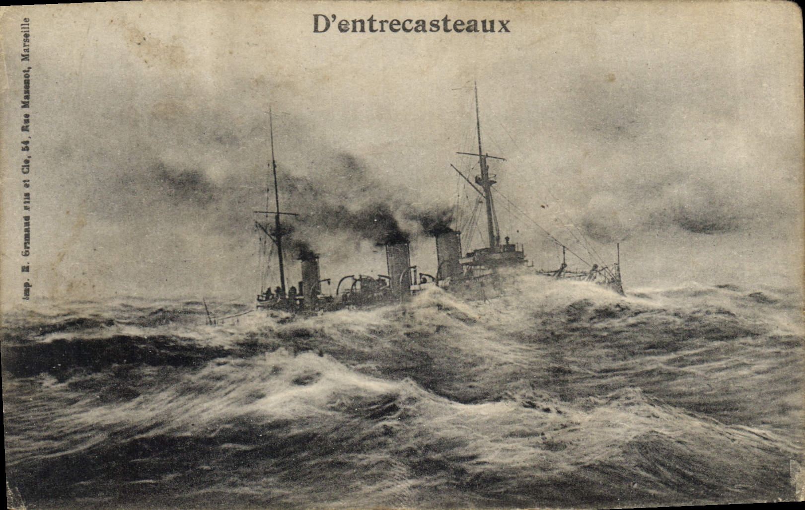 D'entrecasteaux — navire en mer agitée — Imp. H. Grammaud, Marseille