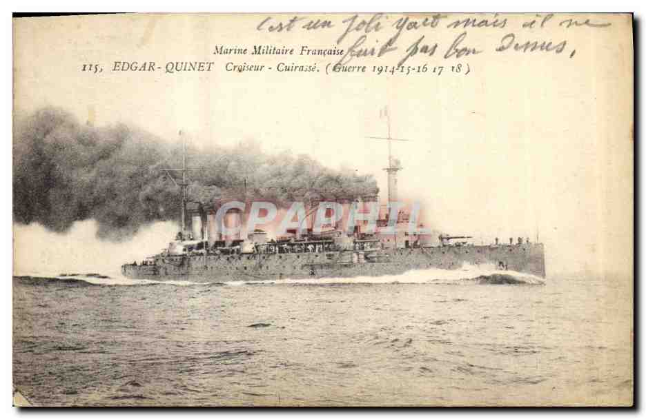 Kruiser Edgar Quinet — Franse Marine — Oorlog 1914-15-16-17-18