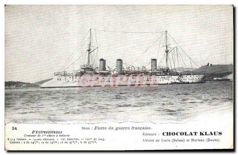 Croiseur D'Entrecasteaux — Flotte de guerre française — Éditeurs CHOCOLAT KLAUS