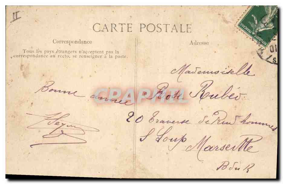 CPA Bateau de Guerre Ernest Renan Ancre de marine — Verso