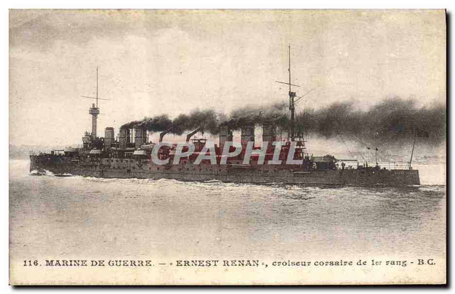 CPA Bateau de Guerre Ernest Renan Croiseur Corsaire de 1er rang