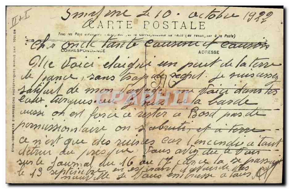 CPA Bateau de Guerre Ernest Renan Croiseur Cuirasse — Verso