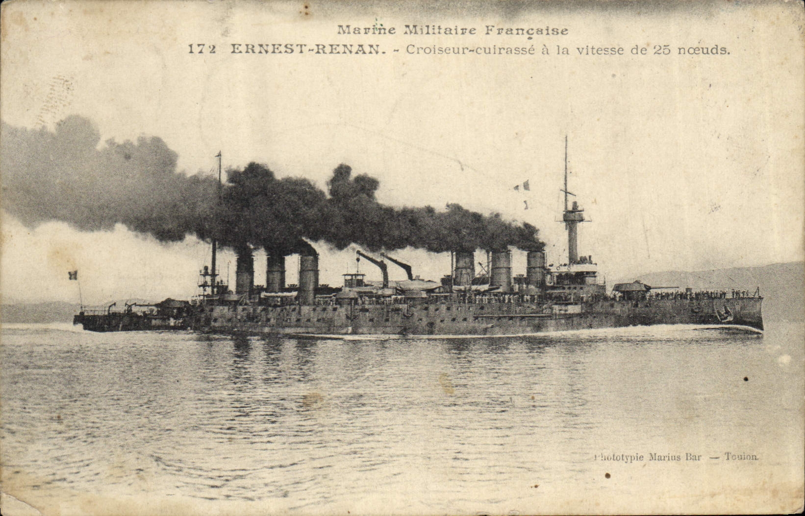 Croiseur cuirassé Ernest-Renan — Marine Militaire Française — Phototypie Marius Bar — Toulon