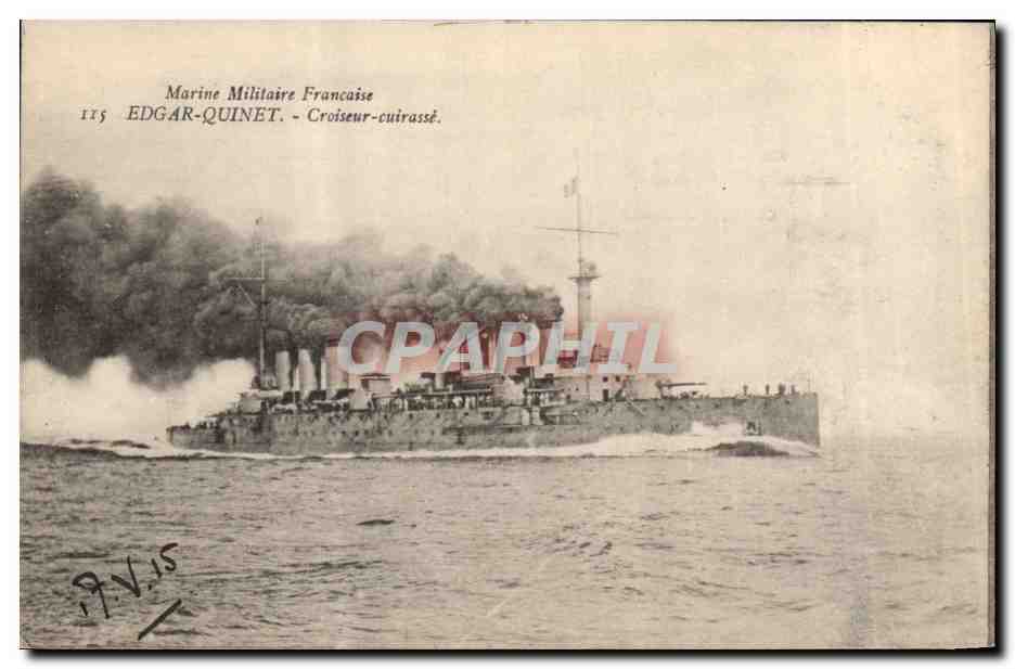Croiseur cuirassé Edgar-Quinet — Marine Militaire Française — Éditeur : Établissements d'Impressions Phototypiques Matus Bar-Toulon