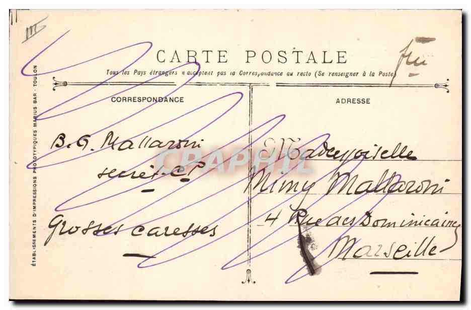 Croiseur cuirassé Edgar-Quinet — Marine Militaire Française — Éditeur : Établissements d'Impressions Phototypiques Matus Bar-Toulon — Achterkant