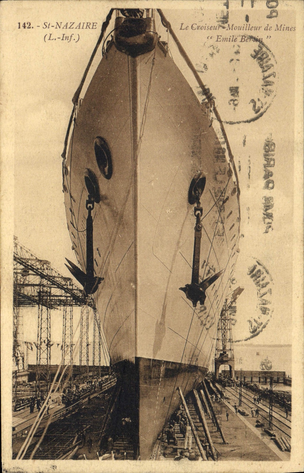 St-Nazaire — Le Croiseur-Mouilleur de Mines "Emilé Bersin" — G. Artaud, éditeur de la Côte-Nantes
