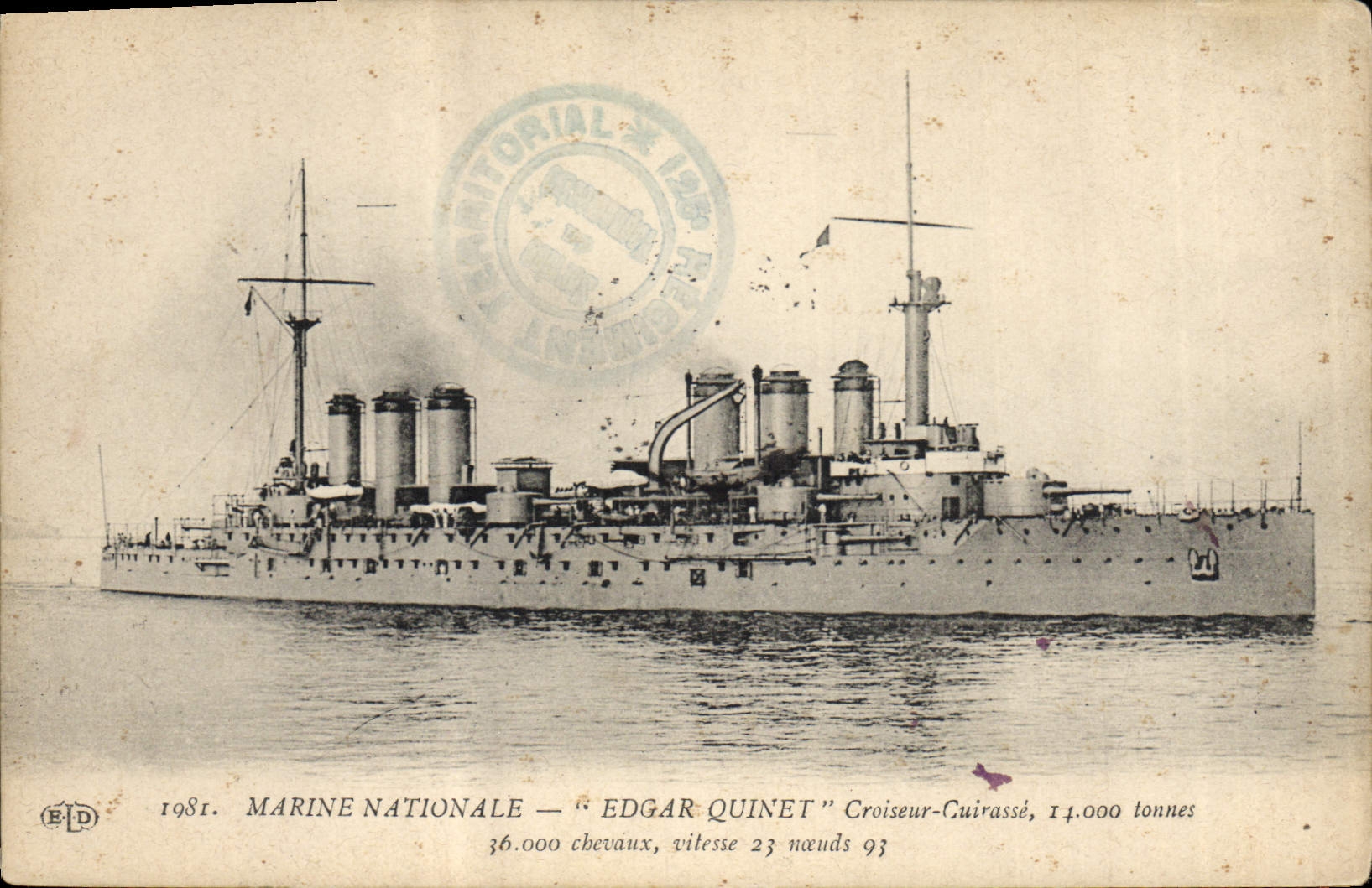 CPA Bateau de Guerre Edgar Quinet Croiseur Cuirasse