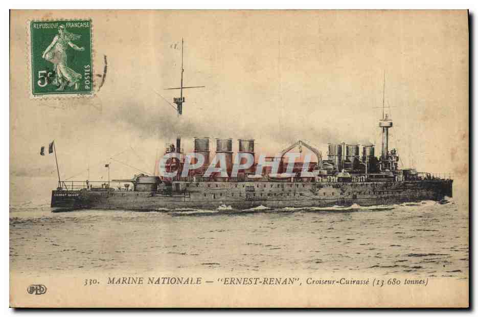 CPA Bateau de Guerre Ernest Renan Croiseur Cuirasse