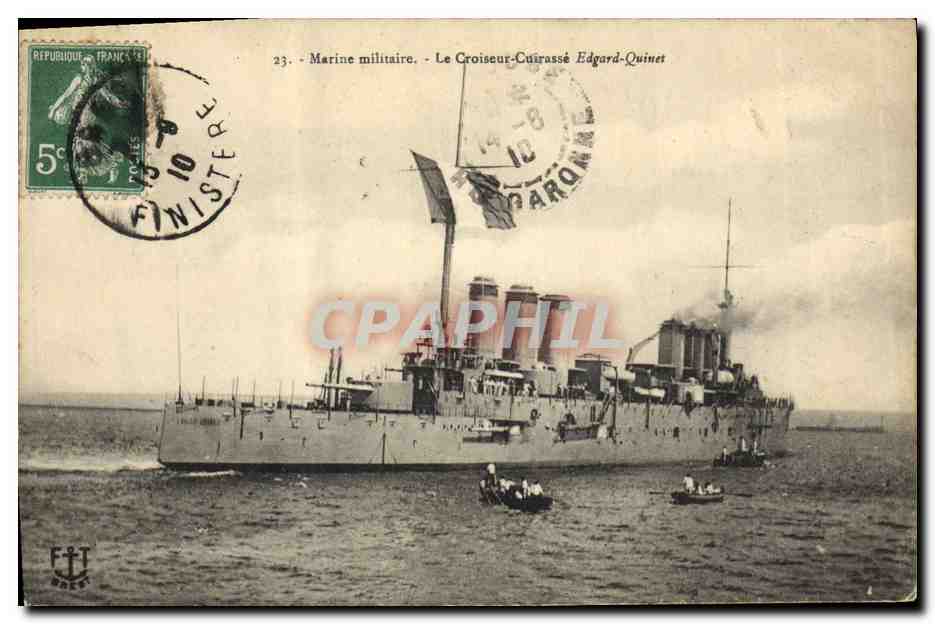 CPA Bateau de Guerre Le Croiseur Cuirasse Edgar Quinet