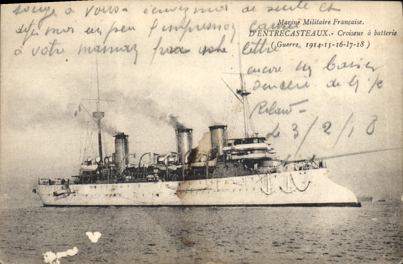 CPA Bateau de Guerre D'Entrecasteaux Croiseur a batterie