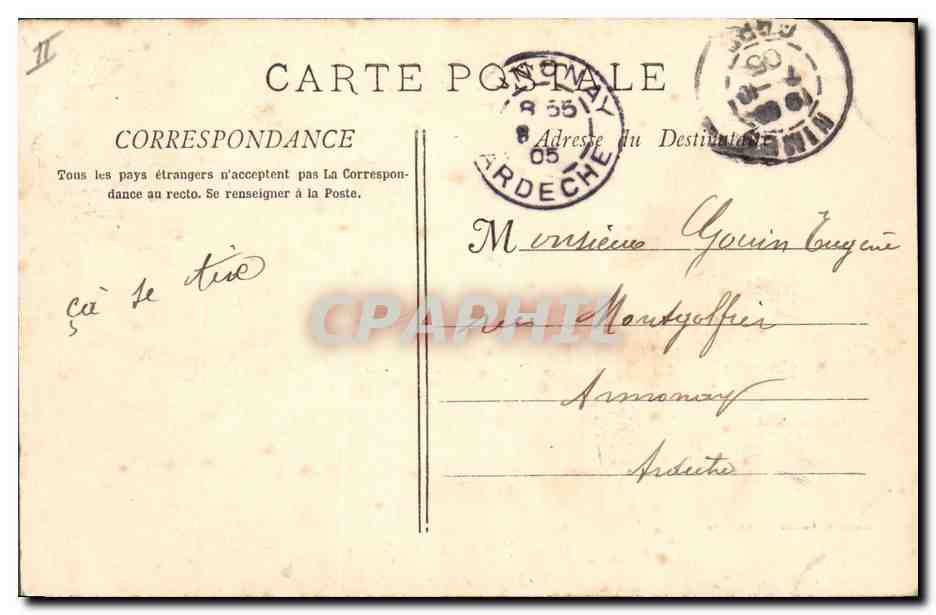 CPA Prefecture Nimes — Verso